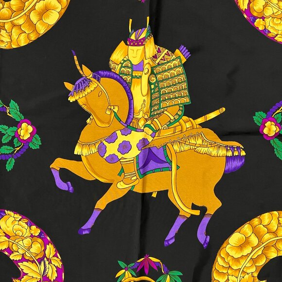 EUC Hermes Paris Multicolored Vintage Scarf with Samurai and Tiger - Picture 4 of 12